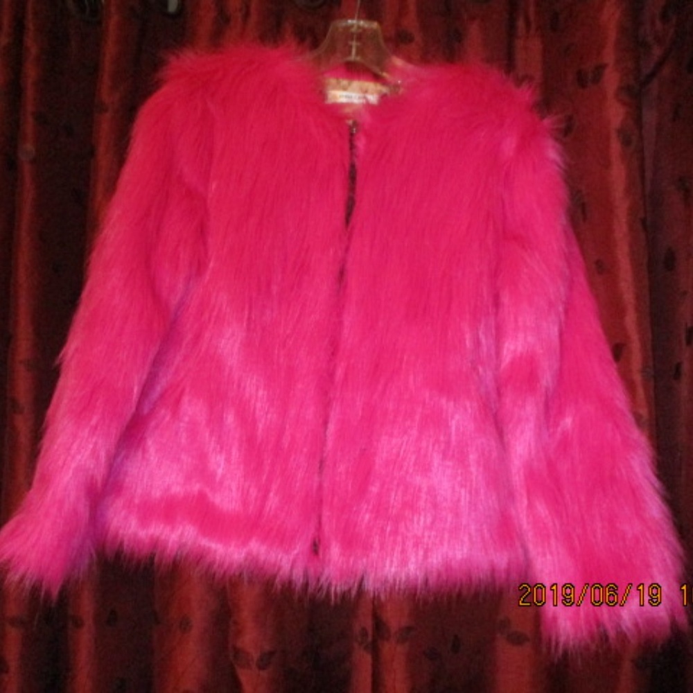 Faux fur hot pink jacket